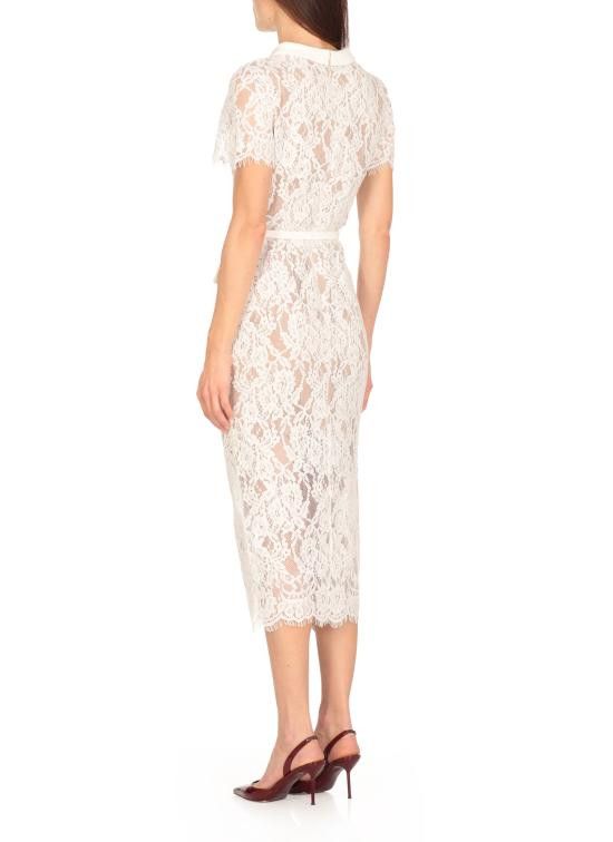 Self-Portrait SELF PORTRAIT Women Mid Skirts RS25013MAW LACE BUTTONWHITE White Size M / US 6-8 / IT 42-44 - 4 Thumbnail