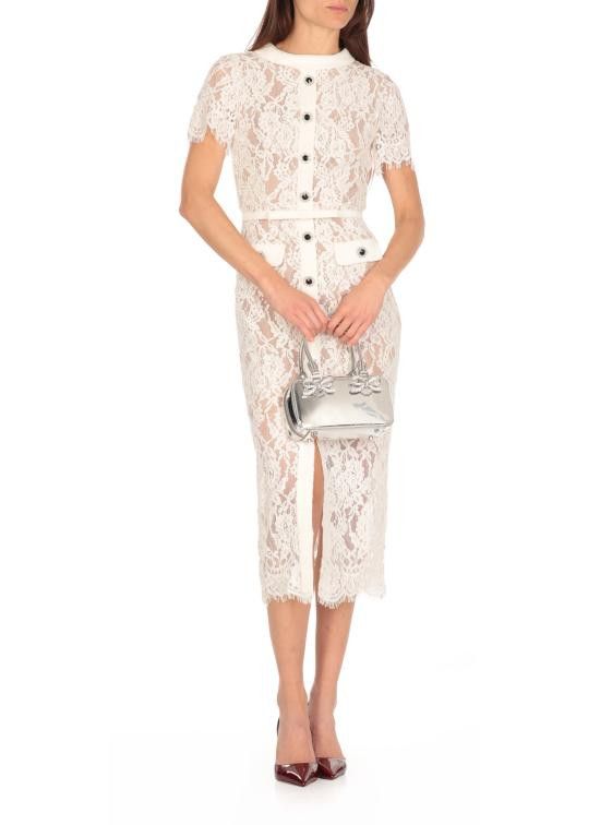 Self-Portrait SELF PORTRAIT Women Mid Skirts RS25013MAW LACE BUTTONWHITE White Size M / US 6-8 / IT 42-44 - 2 Thumbnail