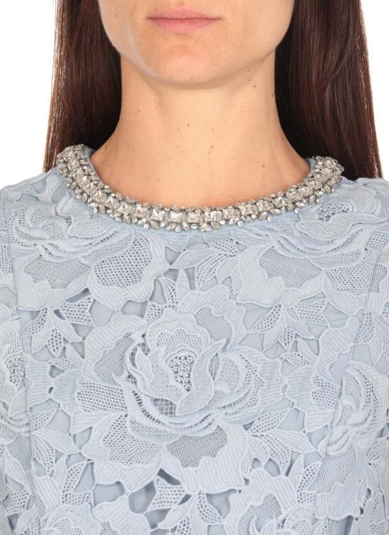 Self-Portrait SELF PORTRAIT Women Mid Skirts RS25911SBL FLOWER LACEBLUE Light Blue Size M / US 6-8 / IT 42-44 - 5 Thumbnail