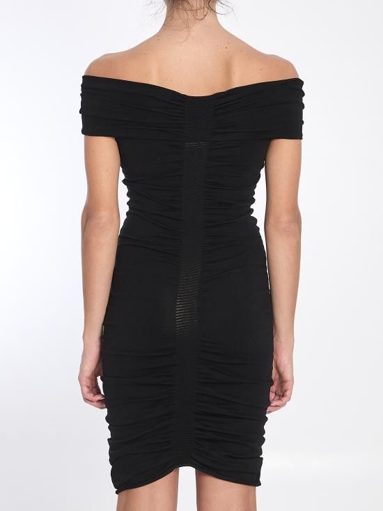 ワンピース ALEXANDER WANG Women Mid Skirts 1KC1256030 001 BLACK Off-Shoulder Ruched Dress in BLACK | alexanderwang®