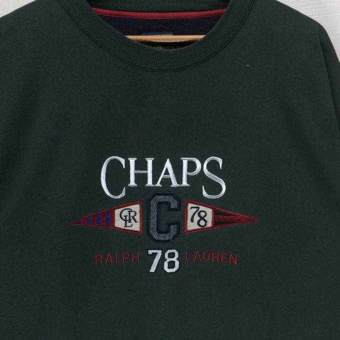 Vintage Chaps Ralph Lauren Crewneck Sweatshirt Oversize Big Logo Embroidery  Pullover Jumper Size XL 