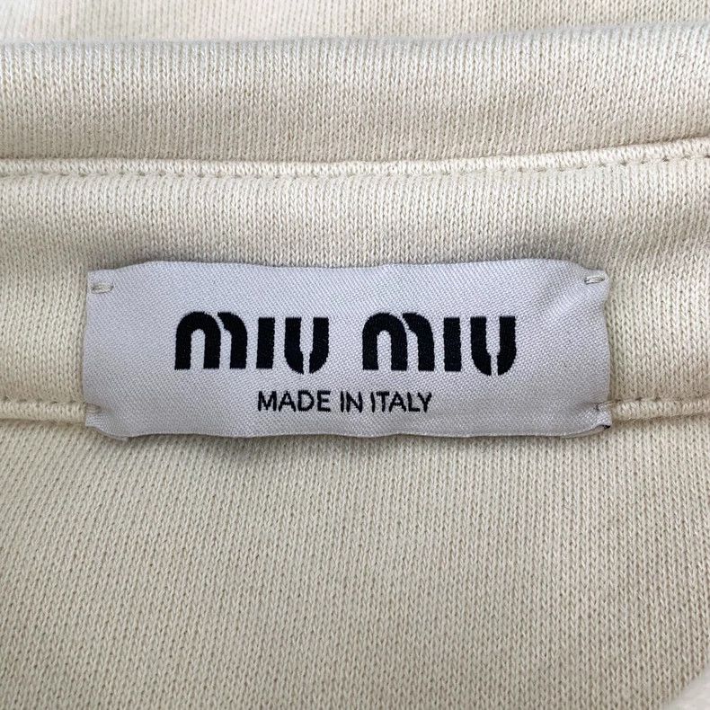 Miu Miu MiuMiu MIUMu beige logo embroidered cotton lapel long-sleeved single-breasted shirt Size US S / EU 44-46 / 1 - 5 Thumbnail