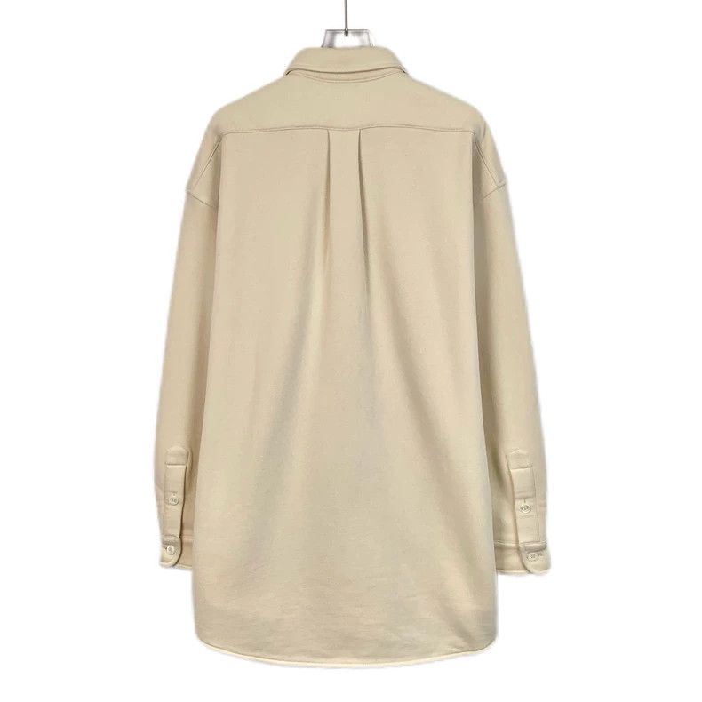 Miu Miu MiuMiu MIUMu beige logo embroidered cotton lapel long-sleeved single-breasted shirt Size US S / EU 44-46 / 1 - 2 Thumbnail
