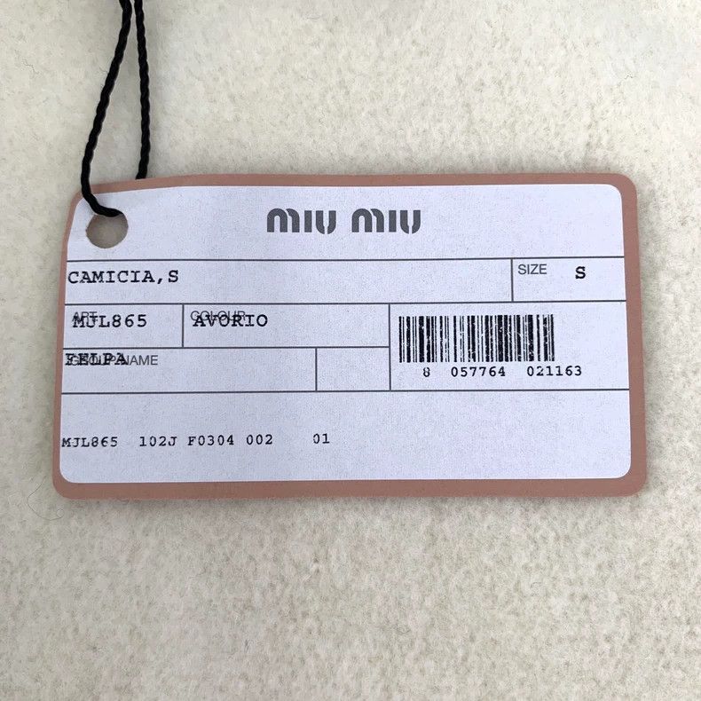 Miu Miu MiuMiu MIUMu beige logo embroidered cotton lapel long-sleeved single-breasted shirt Size US S / EU 44-46 / 1 - 8 Thumbnail