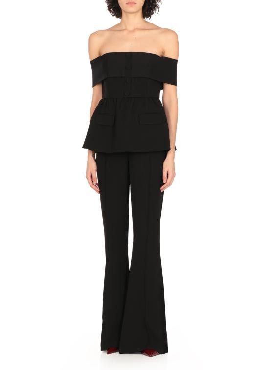 Self-Portrait SELF PORTRAIT Women Jumpsuits RS25091JSB CREPE OFFBLACK Black Size 27" / US 4 / IT 40 - 3 Thumbnail