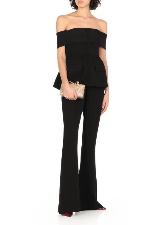 Self-Portrait SELF PORTRAIT Women Jumpsuits RS25091JSB CREPE OFFBLACK Black Size 27" / US 4 / IT 40 - 2 Thumbnail