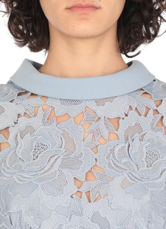 Self-Portrait SELF PORTRAIT Women Mid Skirts RS25911MBL FLOWER LACEBLUE Light Blue Size M / US 6-8 / IT 42-44 - 5 Thumbnail