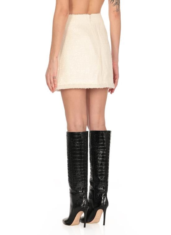 Self-Portrait SELF PORTRAIT Women Mid Skirts RS25164SKC BOUCLE PEARLCREAM Ivory Size 28" / US 6 / IT 42 - 4 Thumbnail