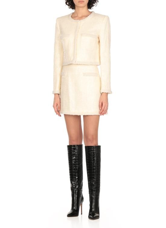 Self-Portrait SELF PORTRAIT Women Jackets RS25164JC BOUCLE PEARLCREAM Ivory Size M / US 6-8 / IT 42-44 - 3 Thumbnail