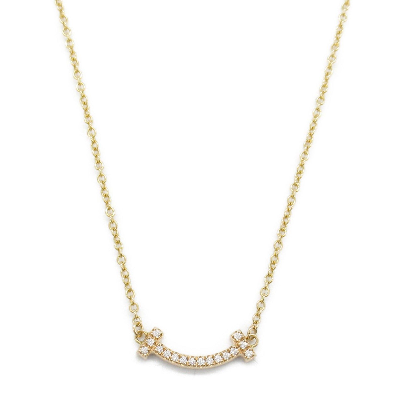 Tiffany & Co. Tiffany Co T-Smile Diamond Necklace Mini K18Pg (Pink Gold) Clear Size ONE SIZE - 2 Thumbnail
