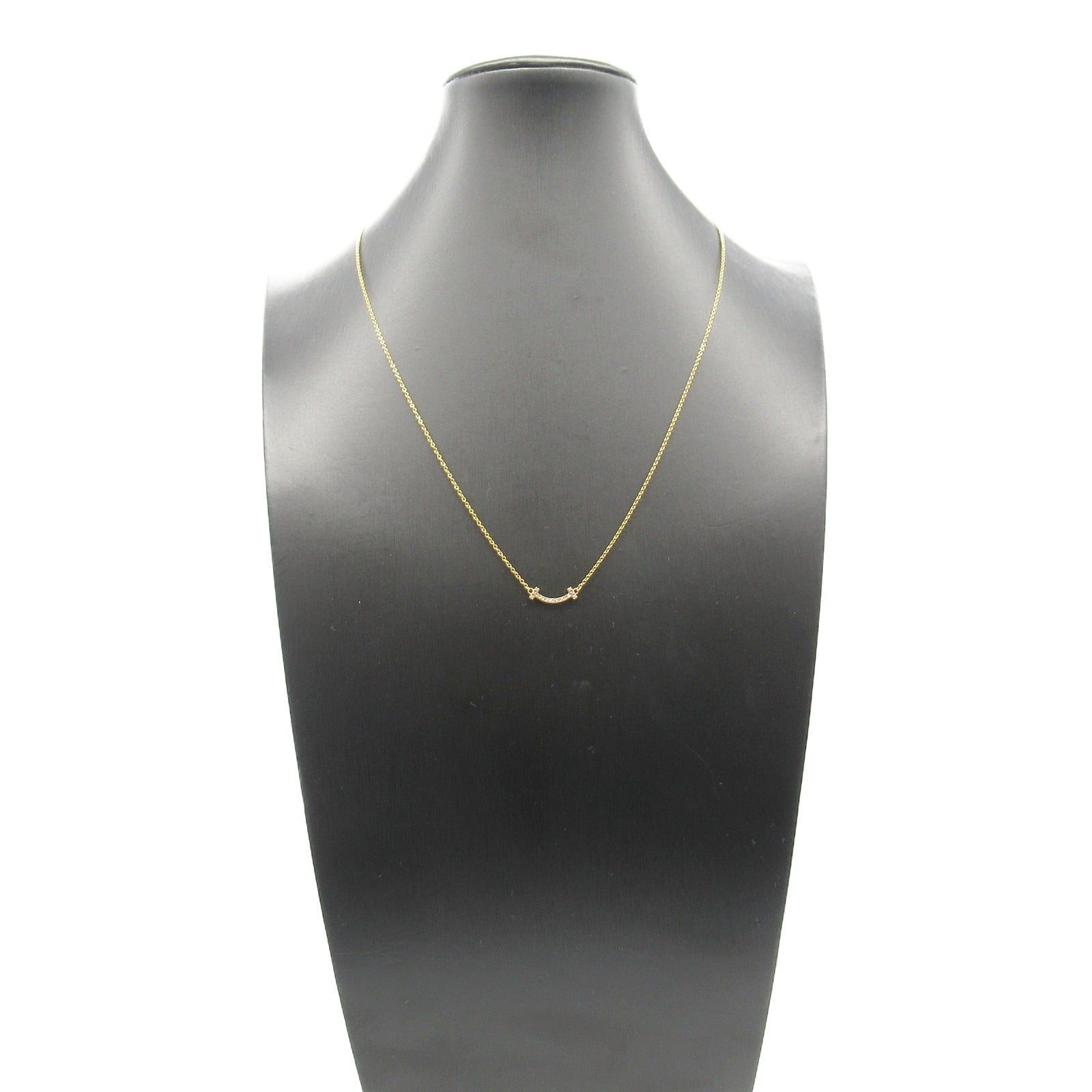 Tiffany & Co. Tiffany Co T-Smile Diamond Necklace Mini K18Pg (Pink Gold) Clear Size ONE SIZE - 6 Thumbnail