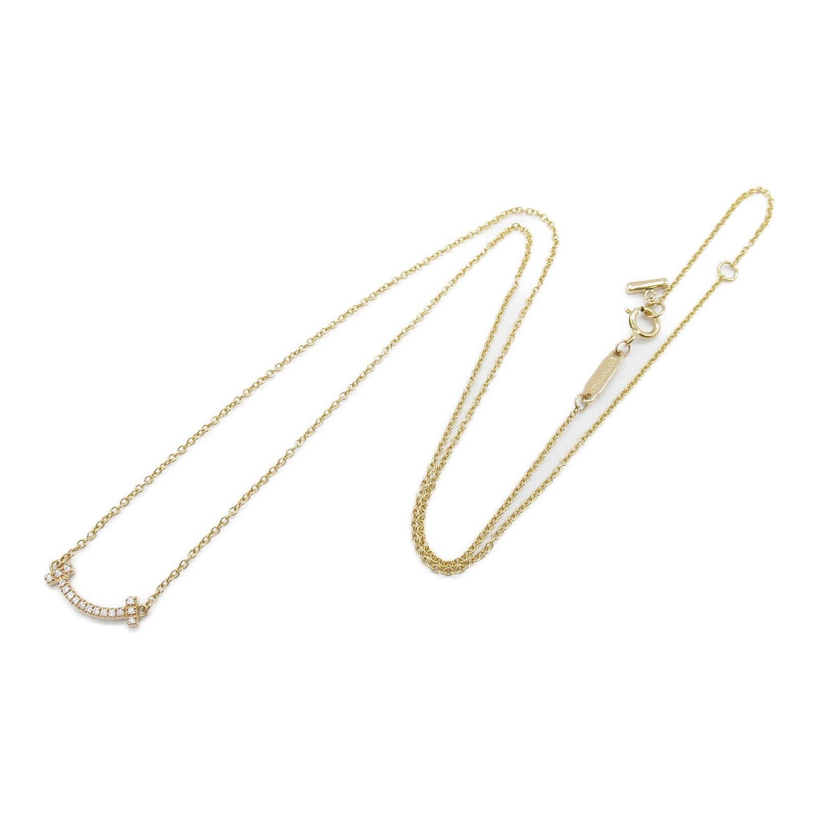 Tiffany & Co. Tiffany Co T-Smile Diamond Necklace Mini K18Pg (Pink Gold) Clear Size ONE SIZE - 3 Thumbnail