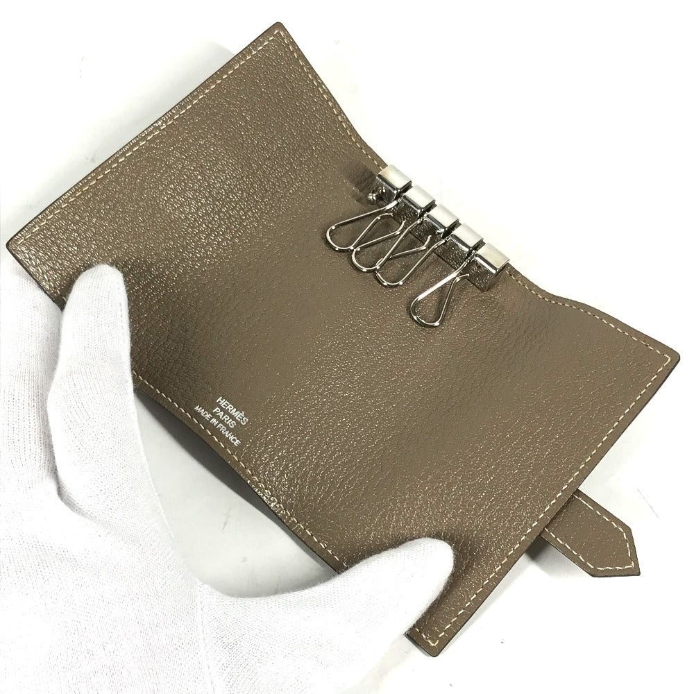 Hermes Hermes 4-Row Key Case Bear H Logo Chevre Women Ethupe Beige Size ONE SIZE - 8 Thumbnail