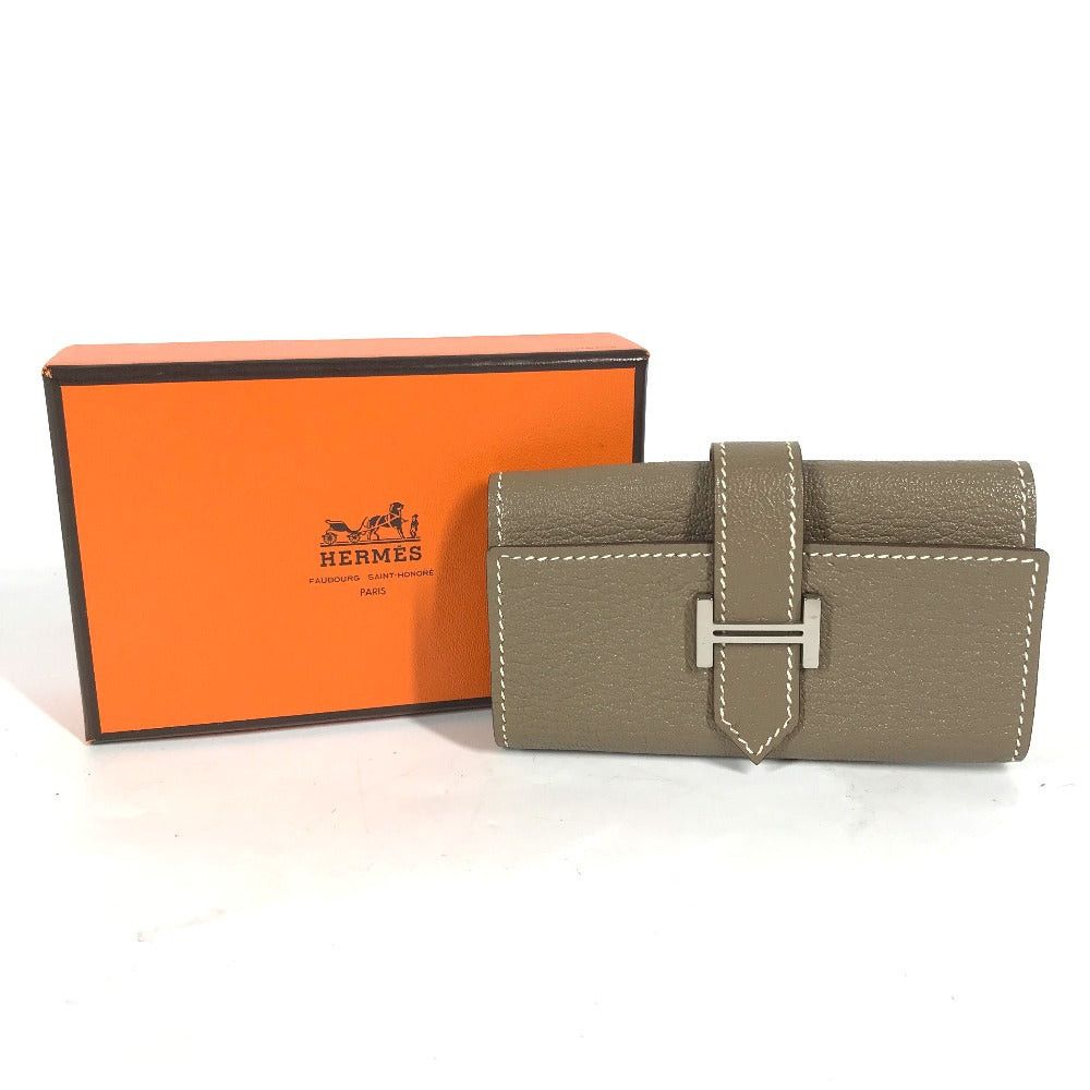 Hermes Hermes 4-Row Key Case Bear H Logo Chevre Women Ethupe Beige Size ONE SIZE - 2 Thumbnail