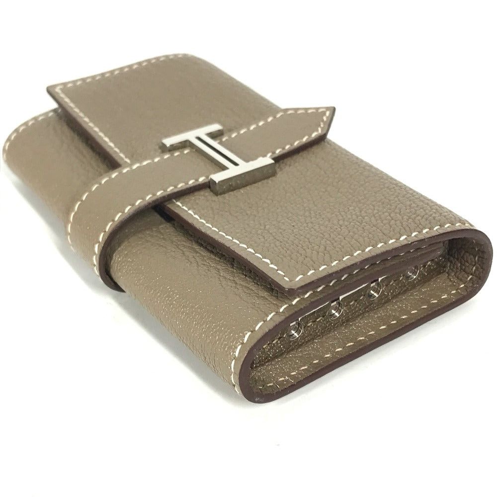 Hermes Hermes 4-Row Key Case Bear H Logo Chevre Women Ethupe Beige Size ONE SIZE - 5 Thumbnail