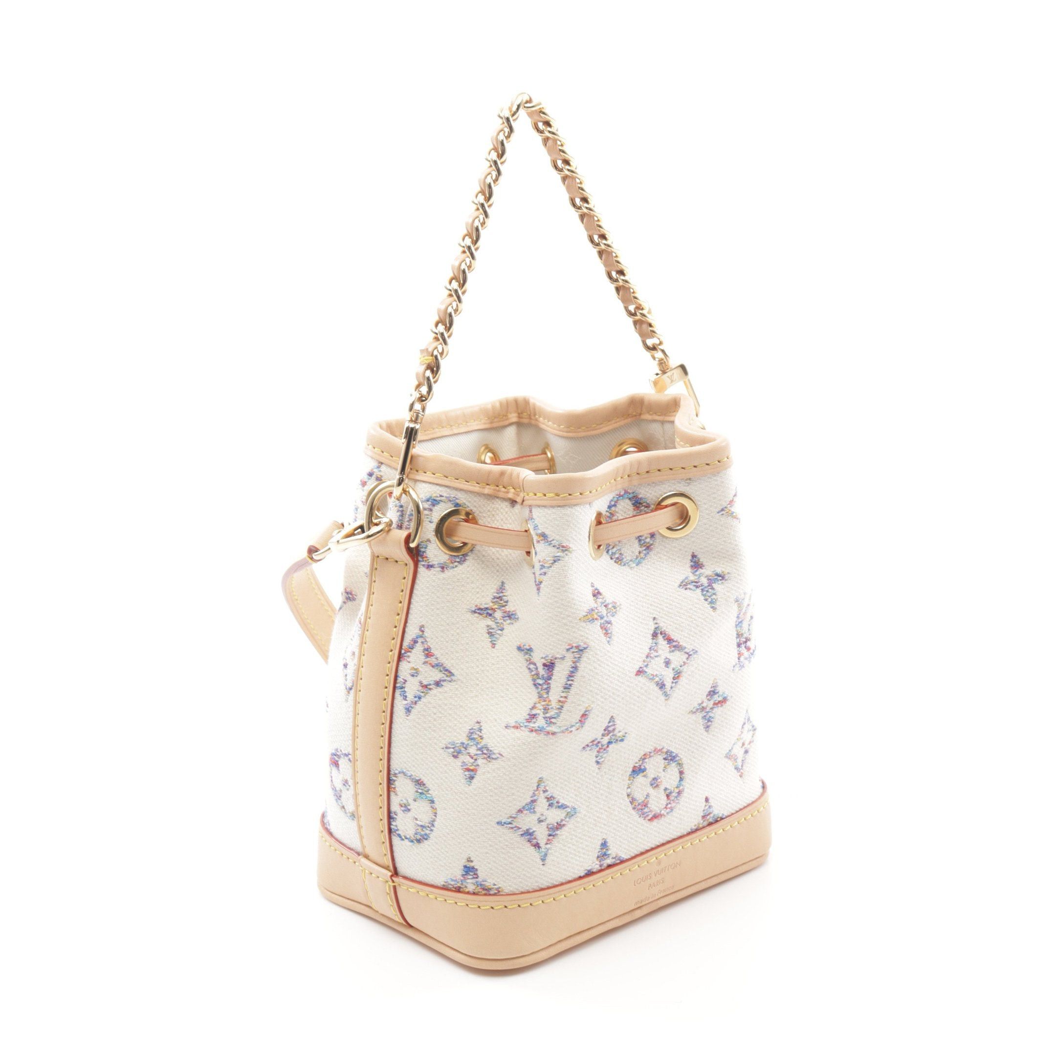 Louis Vuitton Louis Vuitton Nano Noe Monogram Jacquard Chain Handbag Canvas Leather Off White Size ONE SIZE - 2 Thumbnail