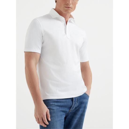 Brunello Cucinelli BRUNELLO CUCINELLI Men Polo Shirts M0B133936 C6159 WHITE Size US XXL / EU 58 / 5 - 6 Thumbnail