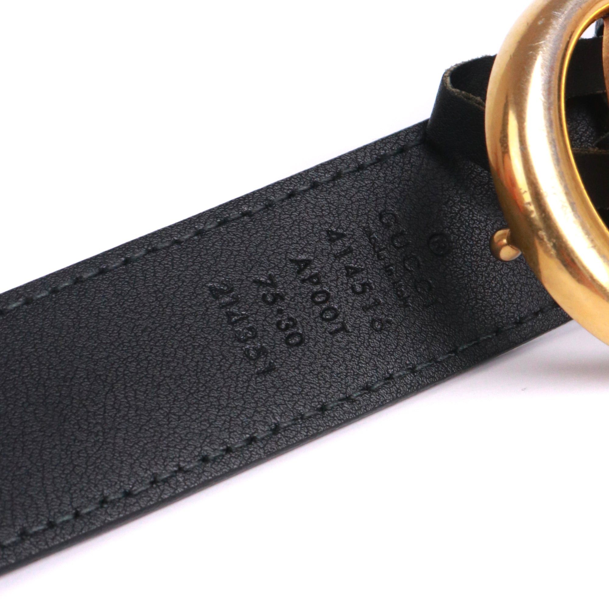 Gucci GUCCI - Gucci GG Buckle Marmont belt in black smooth leather (T75) Size ONE SIZE - 4 Thumbnail