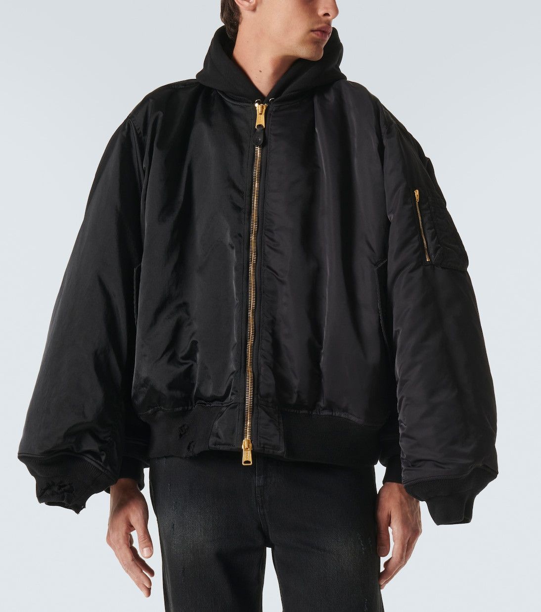Balenciaga Double Sleeve Cotton-trimmed bomber jacket Size US S / EU 44-46 / 1 - 3 Thumbnail