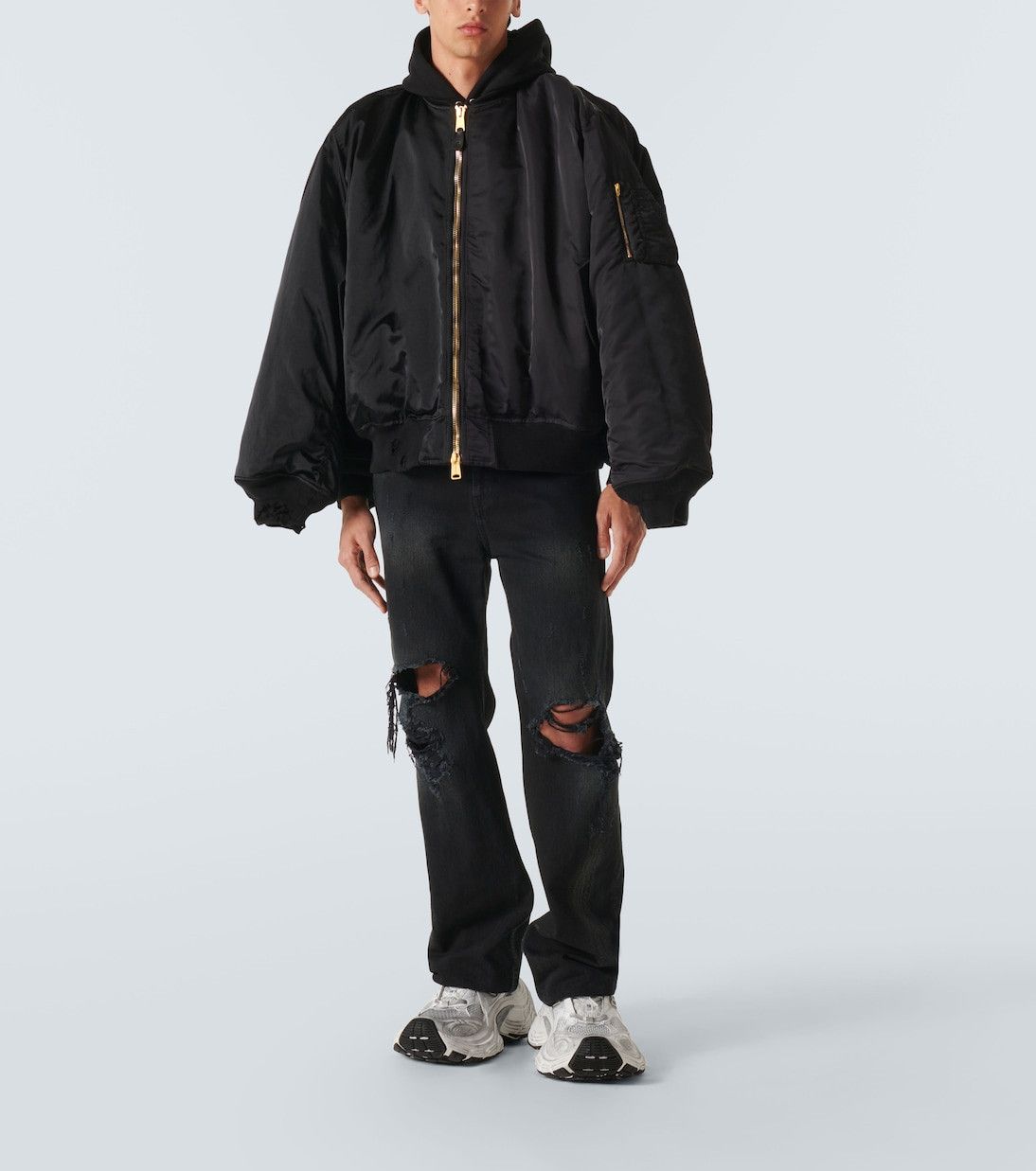 Balenciaga Double Sleeve Cotton-trimmed bomber jacket Size US XL / EU 56 / 4 - 2 Thumbnail