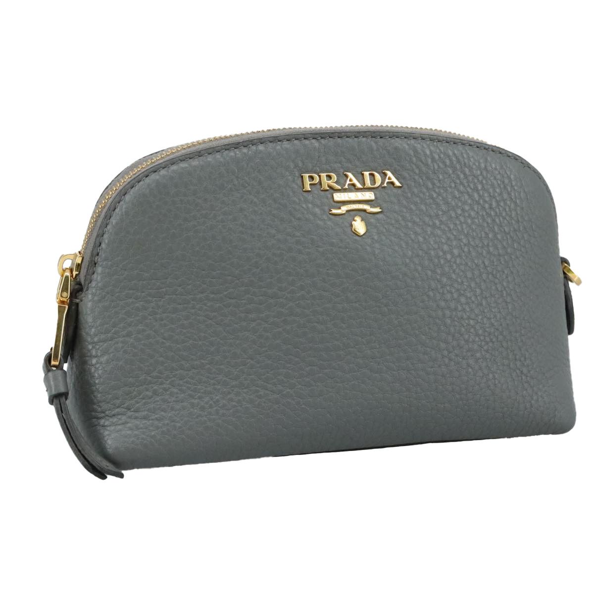 Prada Cosmetic Pouch Grey Leather Clutch Bag (Pre-Owned) Size ONE SIZE - 13 Thumbnail