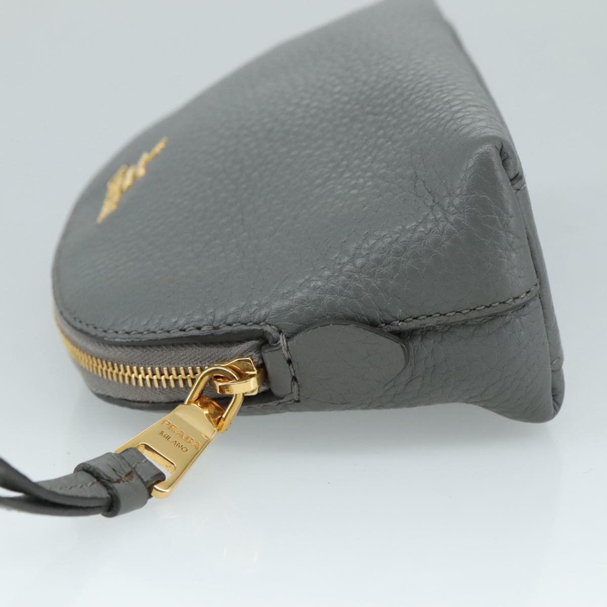 Prada Cosmetic Pouch Grey Leather Clutch Bag (Pre-Owned) Size ONE SIZE - 4 Thumbnail