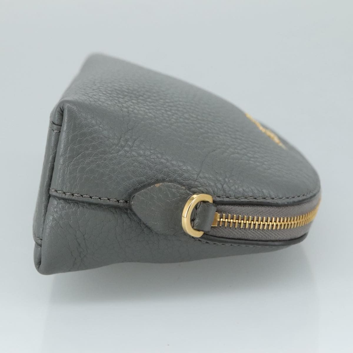 Prada Cosmetic Pouch Grey Leather Clutch Bag (Pre-Owned) Size ONE SIZE - 3 Thumbnail