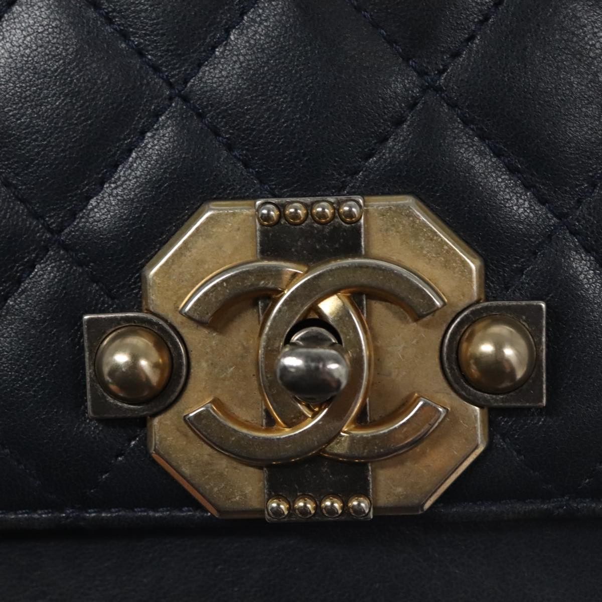 Chanel Quilted Navy Leather Shoulder Bag (Pre-Owned) Size ONE SIZE - 12 Thumbnail