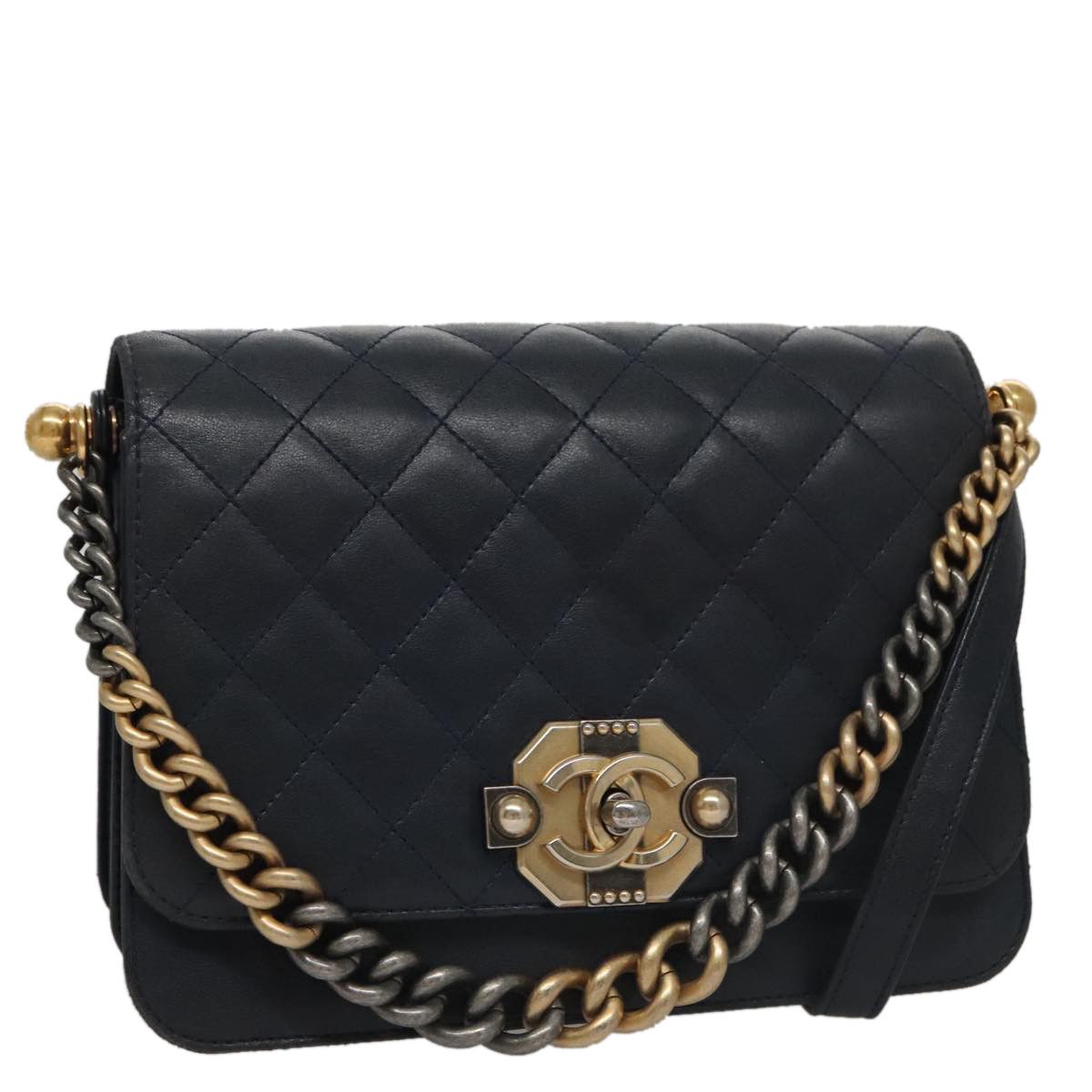 Chanel Quilted Navy Leather Shoulder Bag (Pre-Owned) Size ONE SIZE - 15 Thumbnail