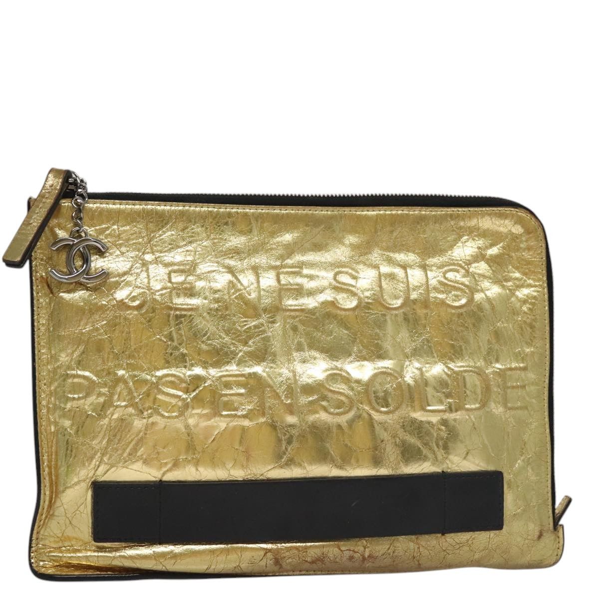 Chanel Coco Mark Gold Leather Clutch Bag (Pre-Owned) Size ONE SIZE - 16 Thumbnail