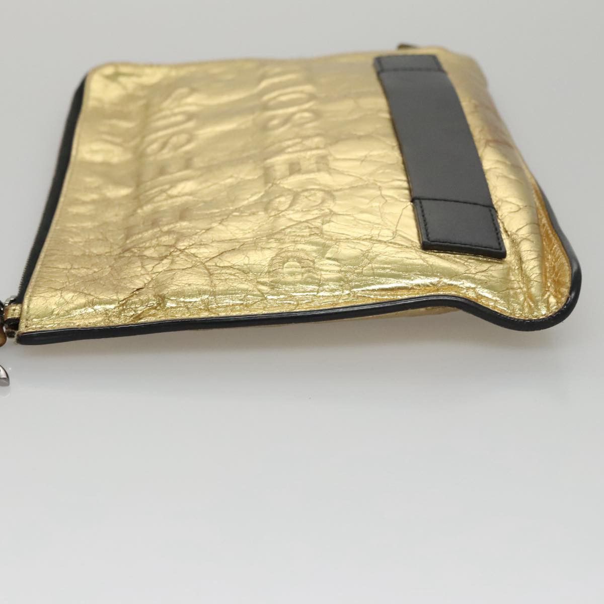 Chanel Coco Mark Gold Leather Clutch Bag (Pre-Owned) Size ONE SIZE - 4 Thumbnail