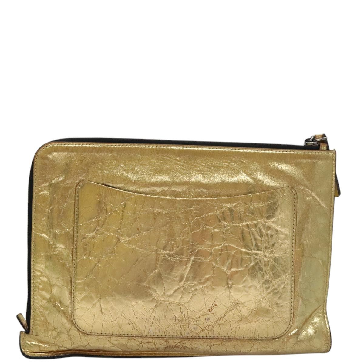 Chanel Coco Mark Gold Leather Clutch Bag (Pre-Owned) Size ONE SIZE - 2 Thumbnail