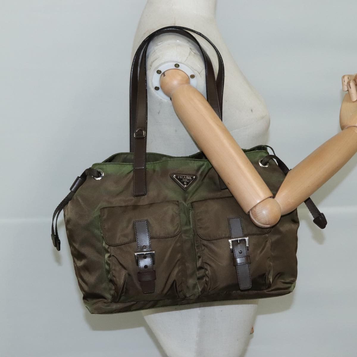 Prada Tessuto Khaki Synthetic Tote Bag (Pre-Owned) Size ONE SIZE - 14 Thumbnail