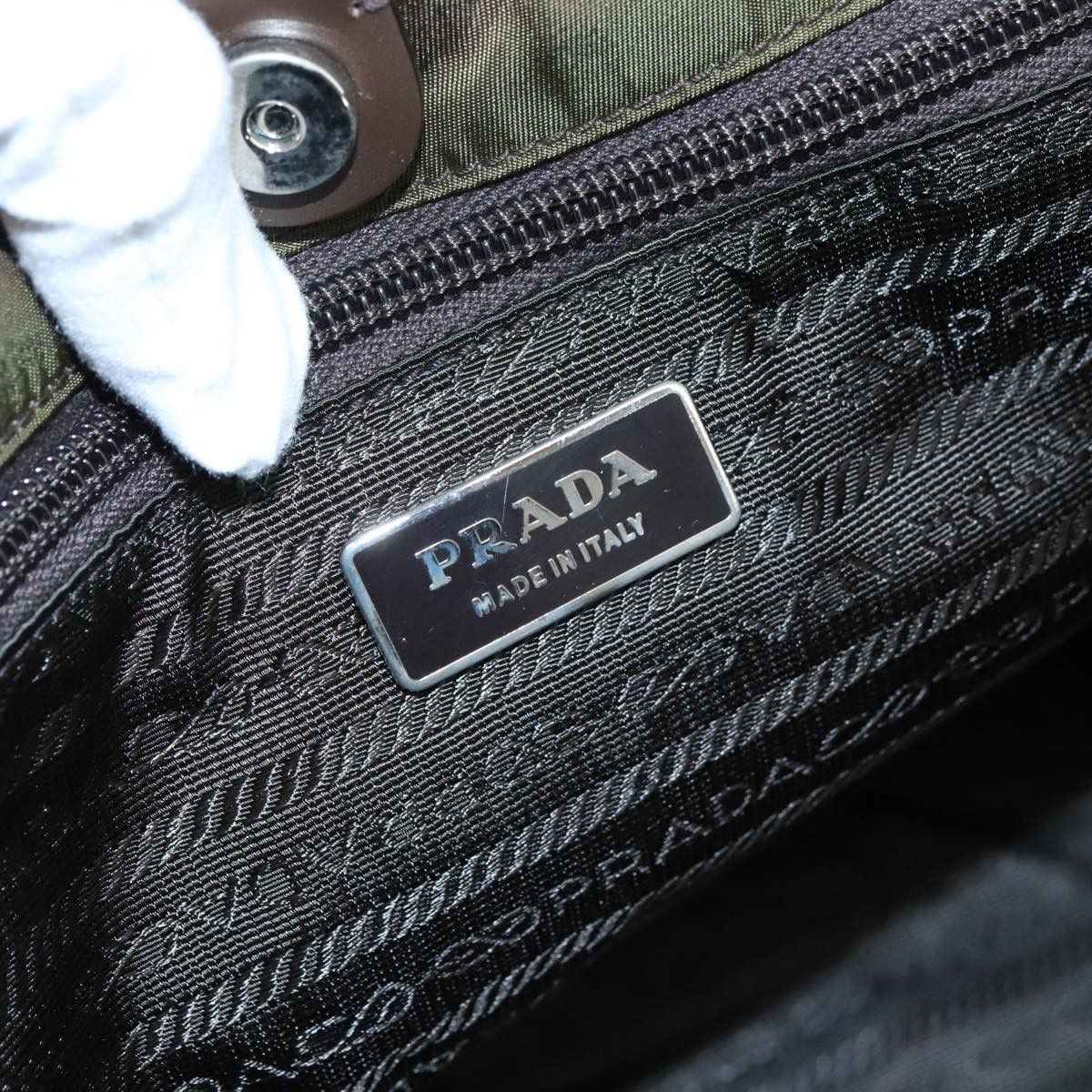 Prada Tessuto Khaki Synthetic Tote Bag (Pre-Owned) Size ONE SIZE - 13 Thumbnail