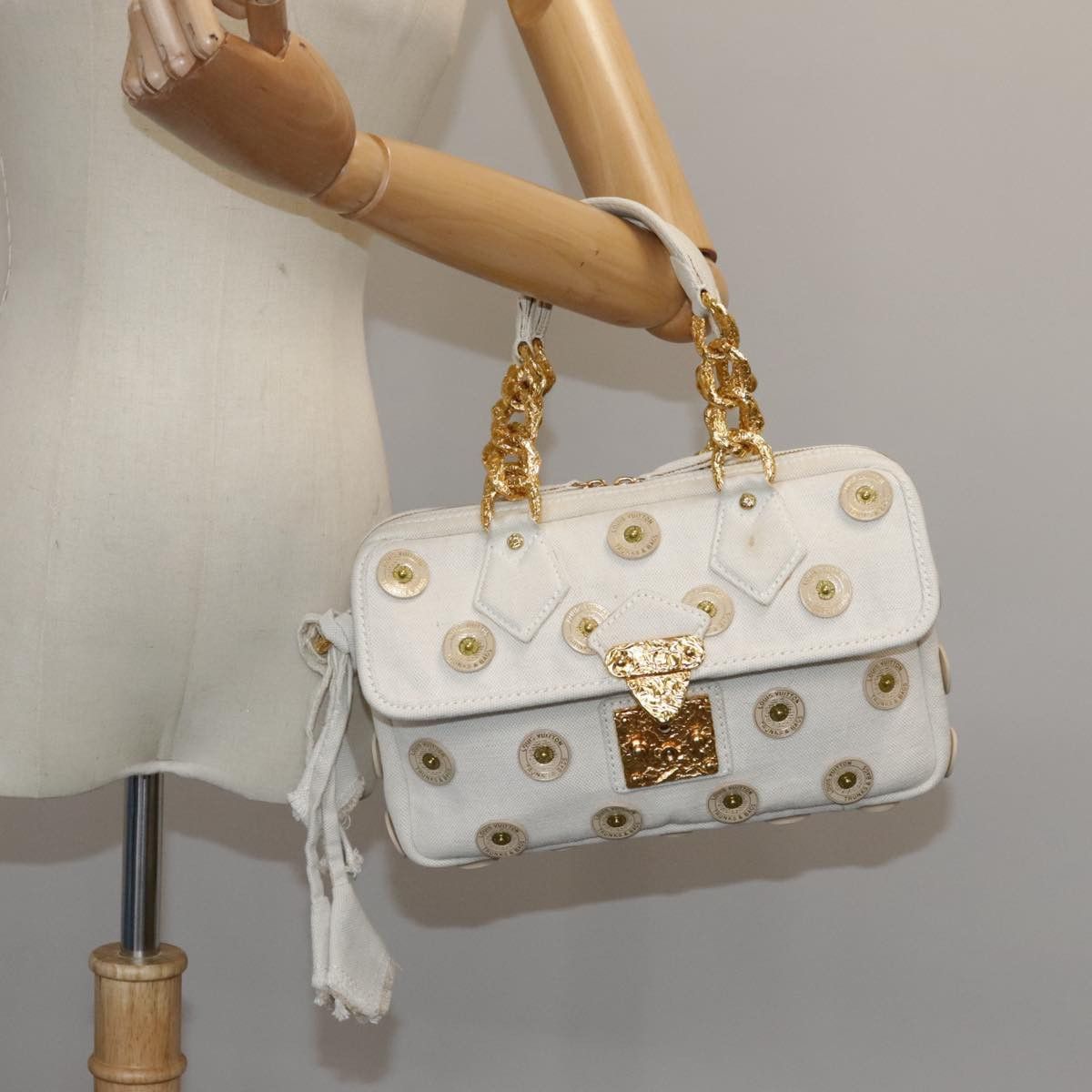 Louis Vuitton Polka Dot White Canvas Handbag (Pre-Owned) Size ONE SIZE - 16 Thumbnail