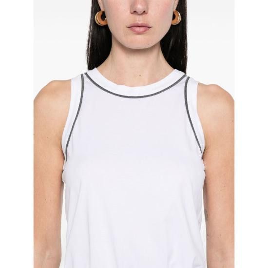 Brunello Cucinelli BRUNELLO CUCINELLI Women Tops M0T81FP340 CT106 WHITE Size S / US 4 / IT 40 - 4 Thumbnail