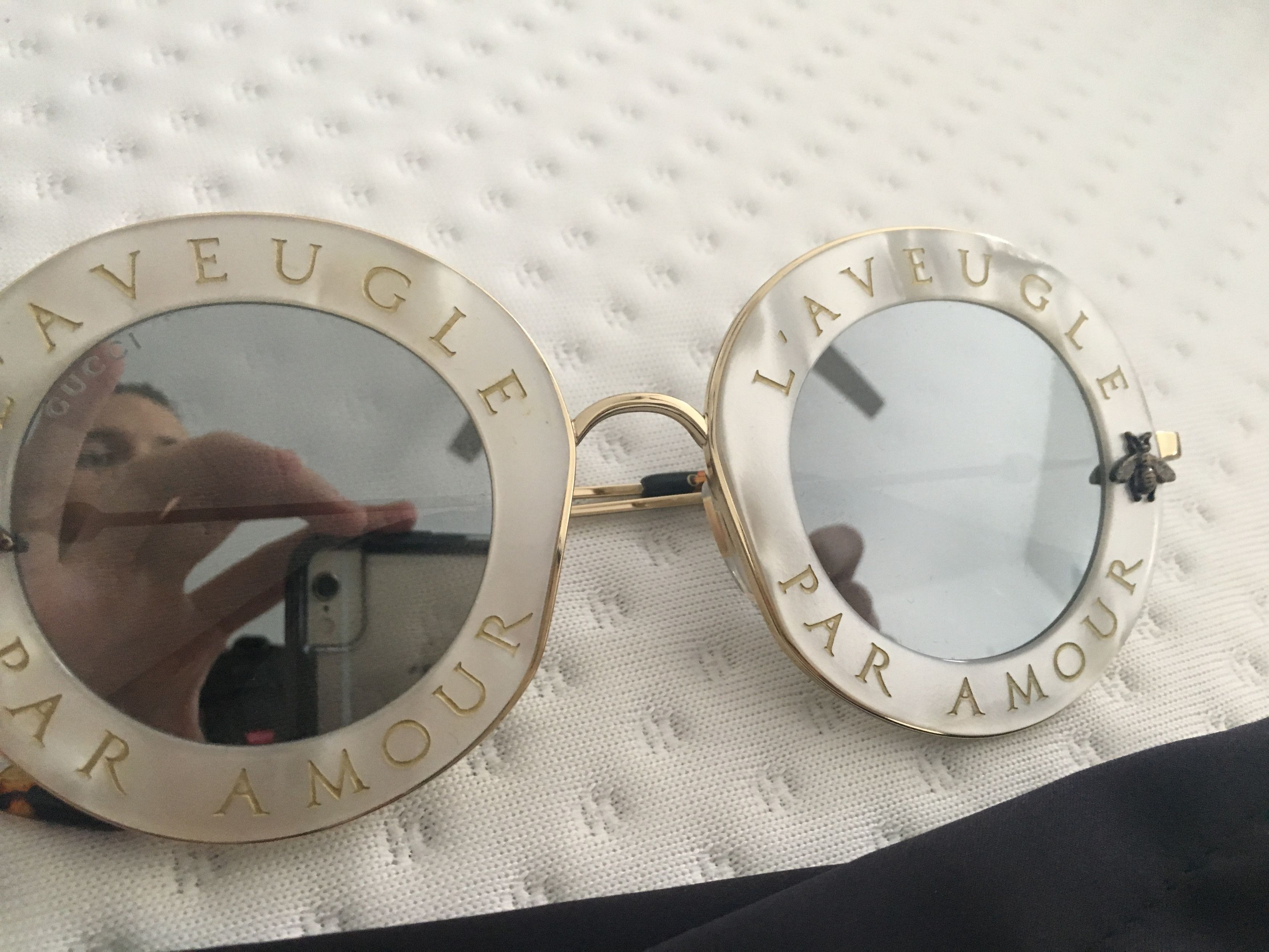 Gucci Gucci Pearl White ''L'aveugle Par Amour'' Sunglasses