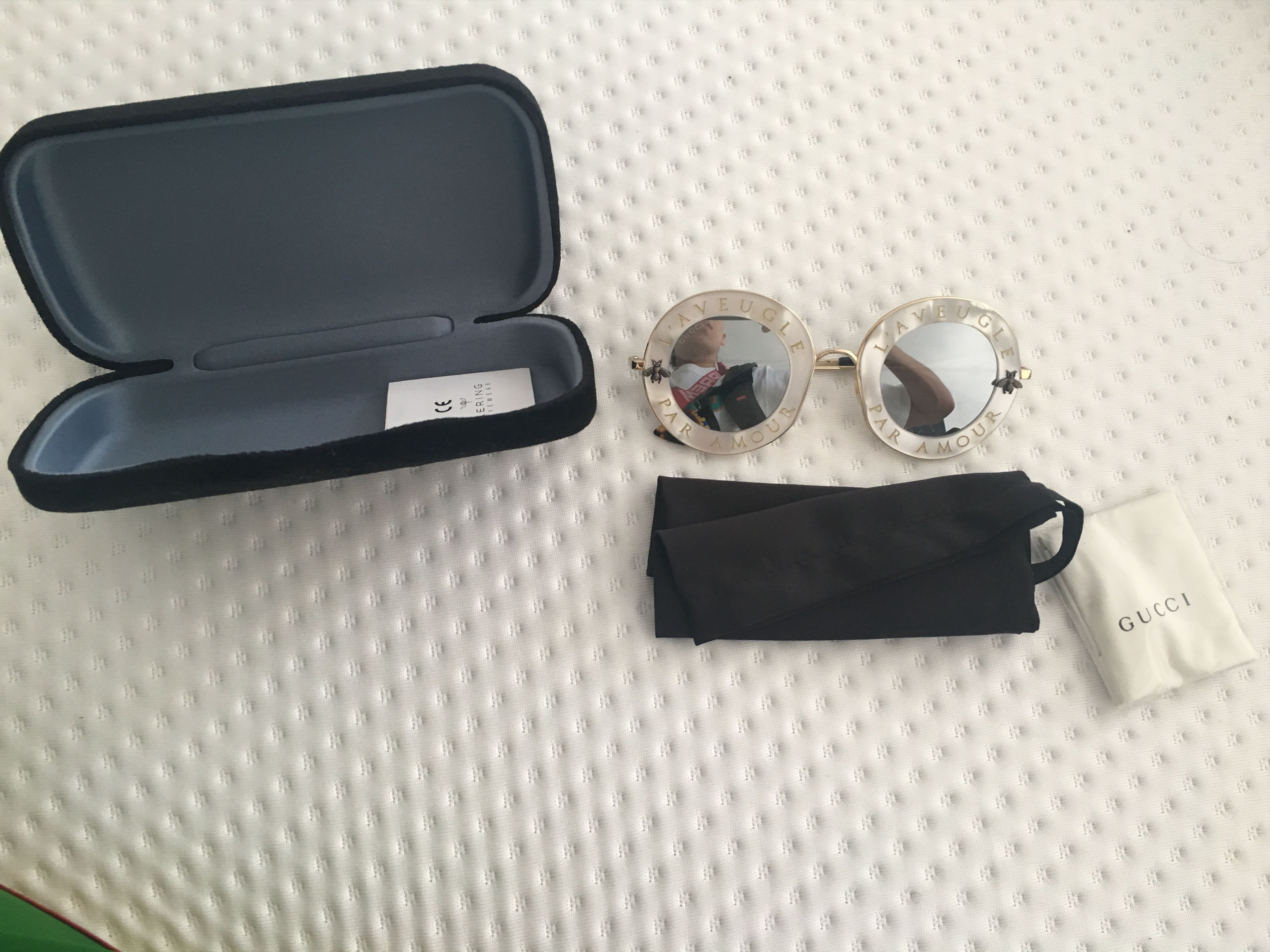 Gucci Gucci Pearl White ''L'aveugle Par Amour'' Sunglasses Gucci Gucci Pearl White ''L'aveugle Par Amour'' Sunglasses