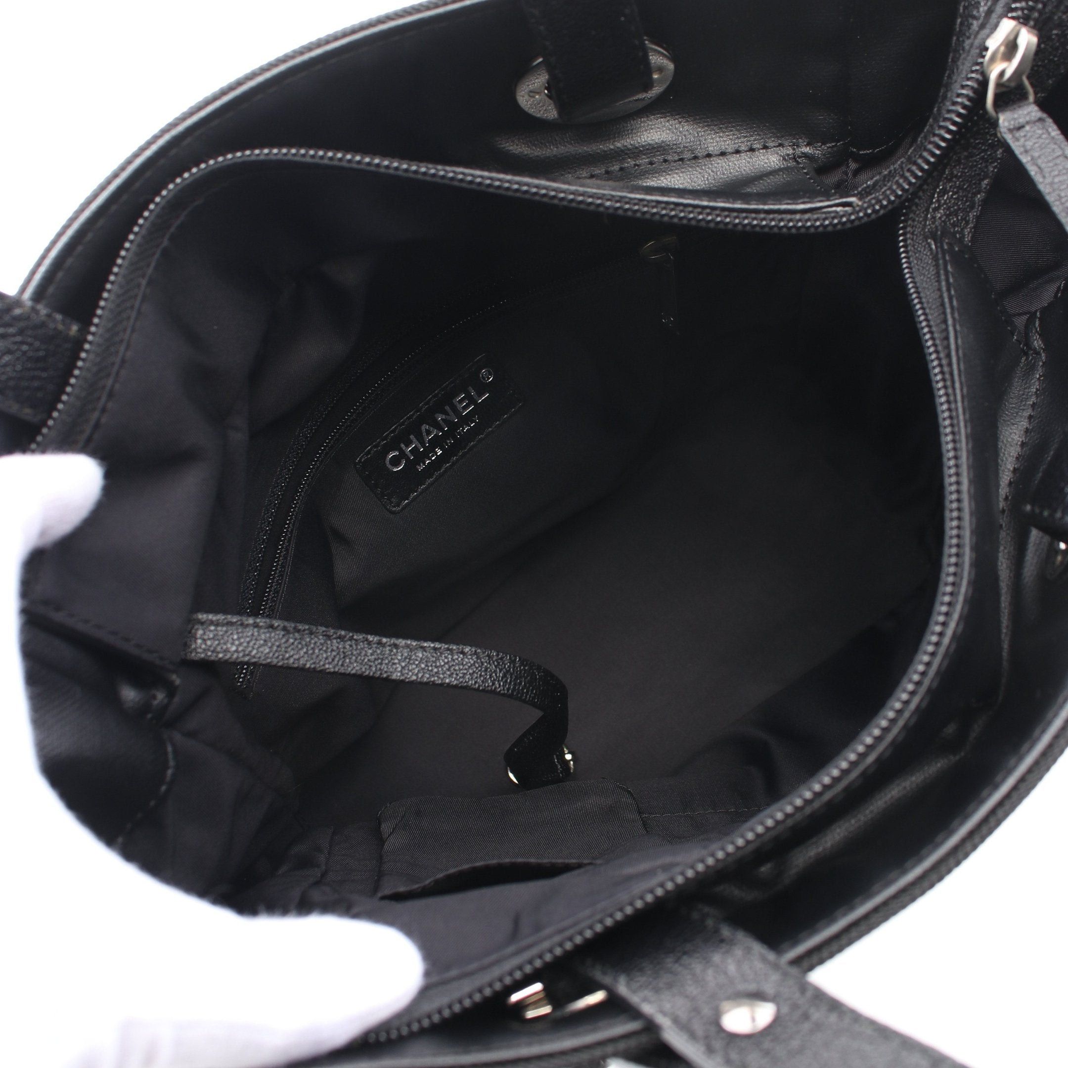 Chanel Chanel Paris Biarritz Pm Handbag Tote Bag Coated Canvas Leather Black Silver Hardware Size ONE SIZE - 3 Thumbnail