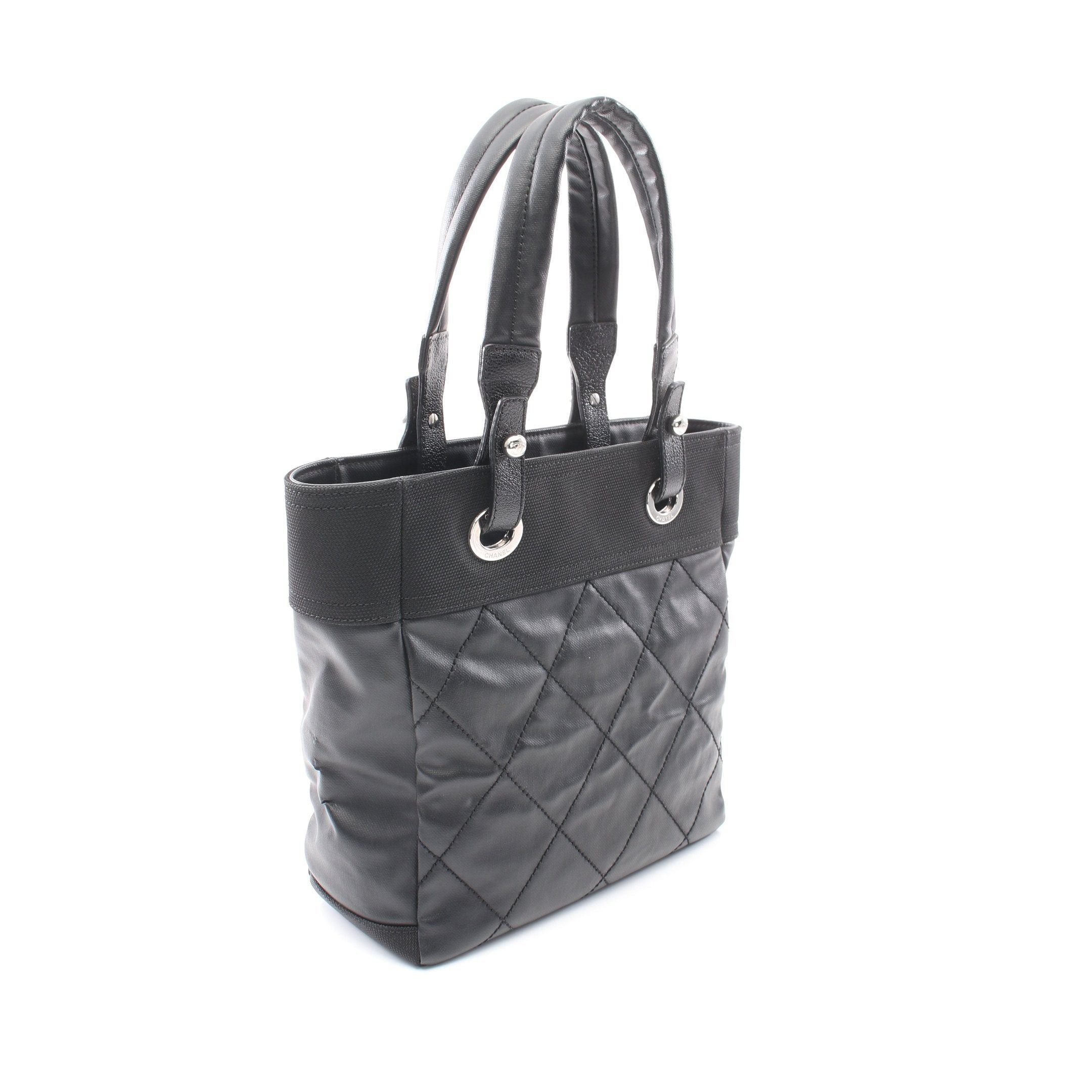 Chanel Chanel Paris Biarritz Pm Handbag Tote Bag Coated Canvas Leather Black Silver Hardware Size ONE SIZE - 2 Thumbnail