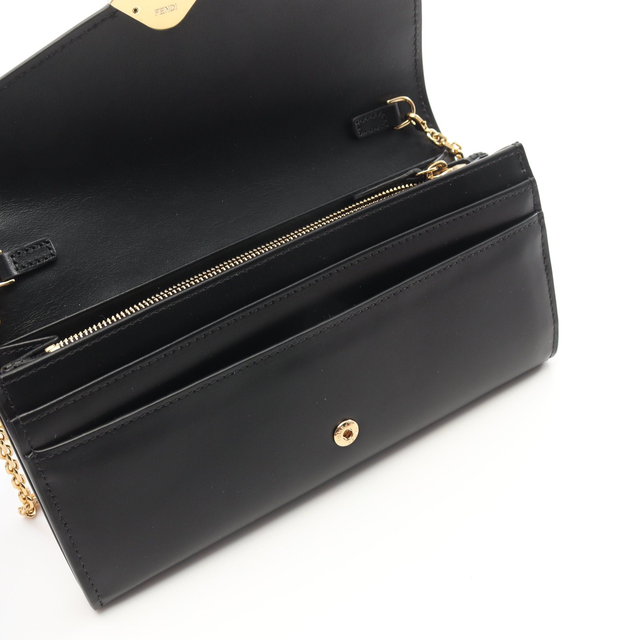 Fendi Fendi Ff Diamond Chain Wallet Leather Black Size ONE SIZE - 5 Thumbnail