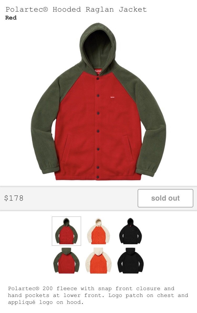 Supreme Supreme Polartec Hooded Raglan Jacket Grailed