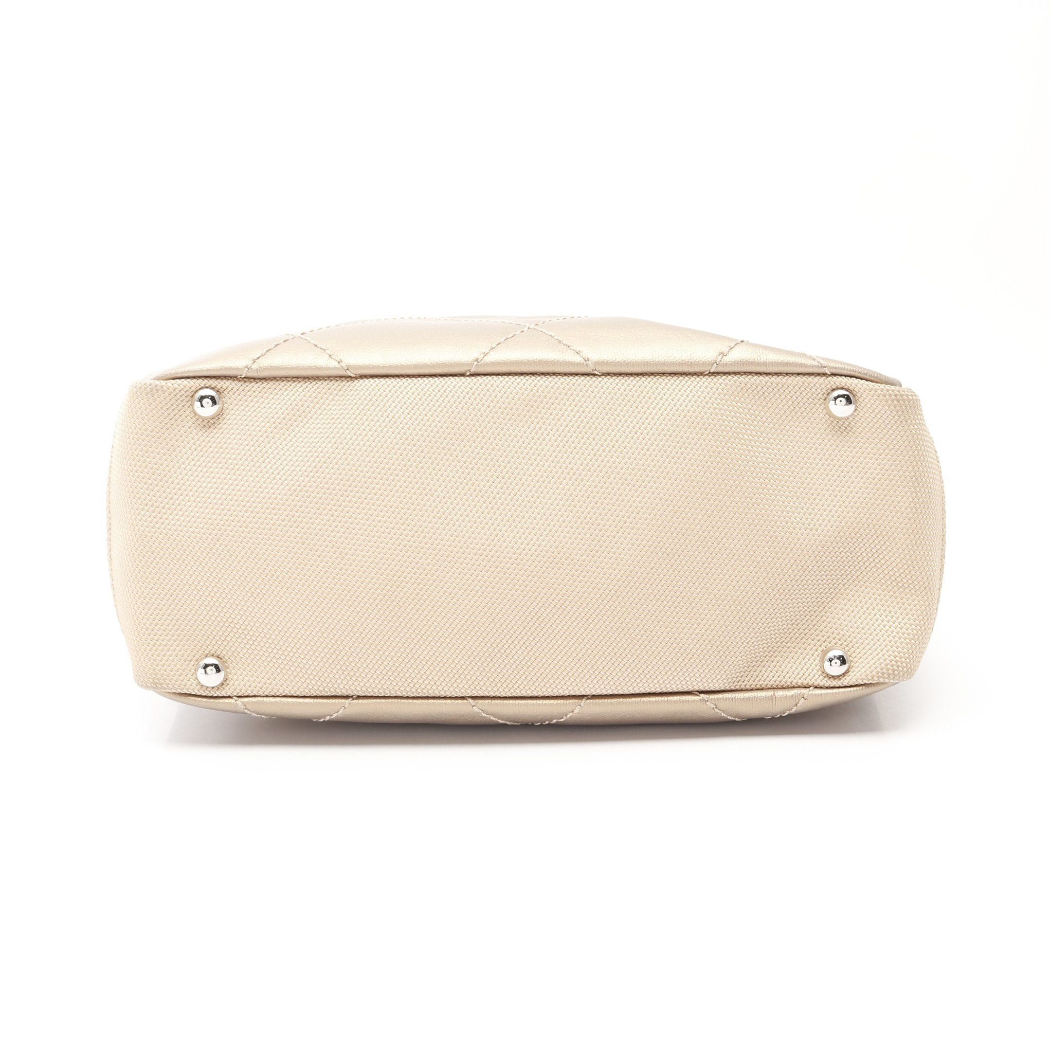 Chanel Chanel Paris Biarritz Pm Handbag Tote Bag Coated Canvas Leather Gold Beige Silver Hardware Size ONE SIZE - 12 Thumbnail