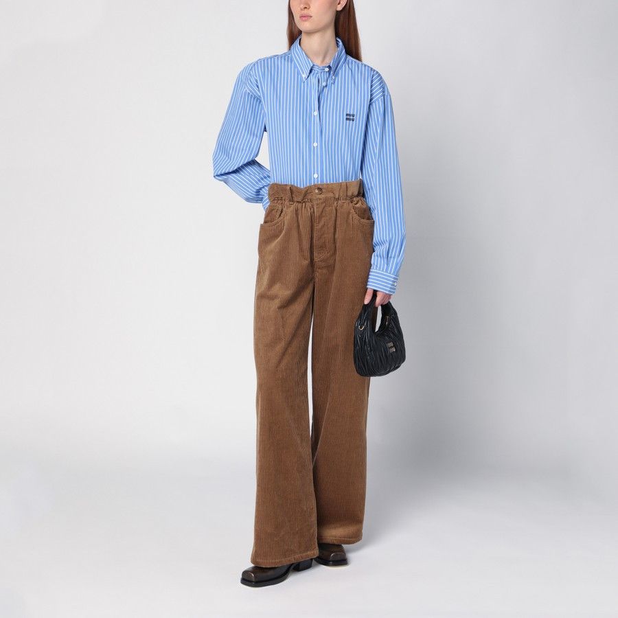 Miu Miu Camel-Coloured Ribbed Trousers Size 28" / US 6 / IT 42 - 2 Thumbnail