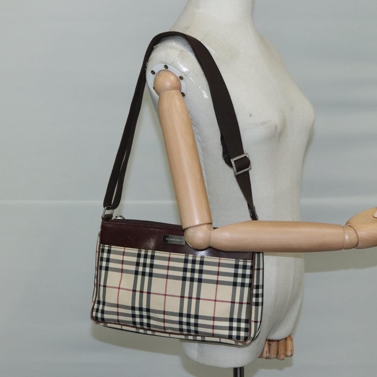 Burberry Nova Check Beige Canvas Shoulder Bag (Pre-Owned) Size ONE SIZE - 11 Thumbnail