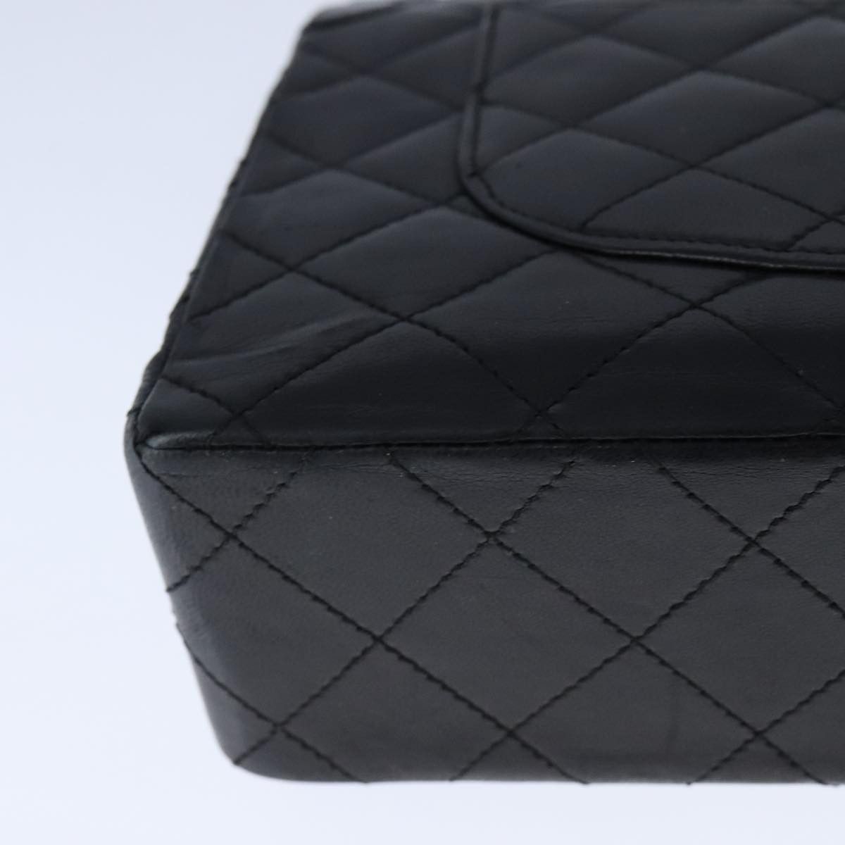 Chanel Double Flap Black Leather Shoulder Bag (Pre-Owned) Size ONE SIZE - 9 Thumbnail