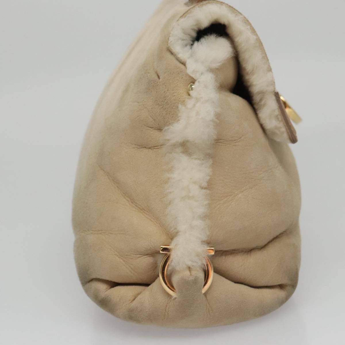 Salvatore Ferragamo Gancini Beige Suede Handbag (Pre-Owned) Size ONE SIZE - 4 Thumbnail
