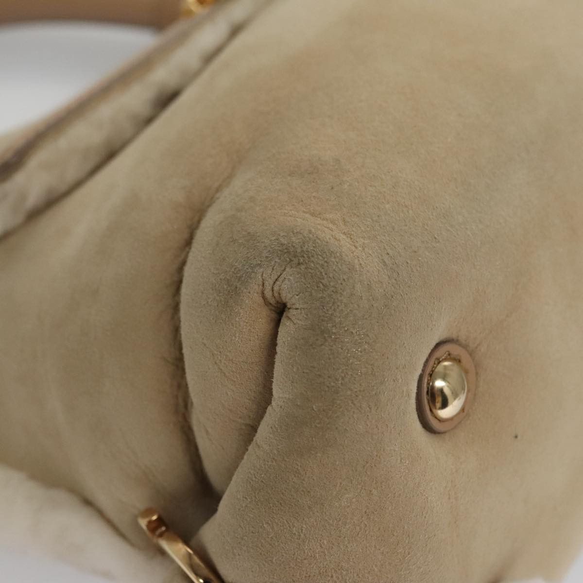 Salvatore Ferragamo Gancini Beige Suede Handbag (Pre-Owned) Size ONE SIZE - 9 Thumbnail