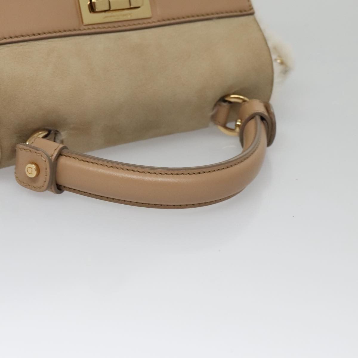 Salvatore Ferragamo Gancini Beige Suede Handbag (Pre-Owned) Size ONE SIZE - 6 Thumbnail
