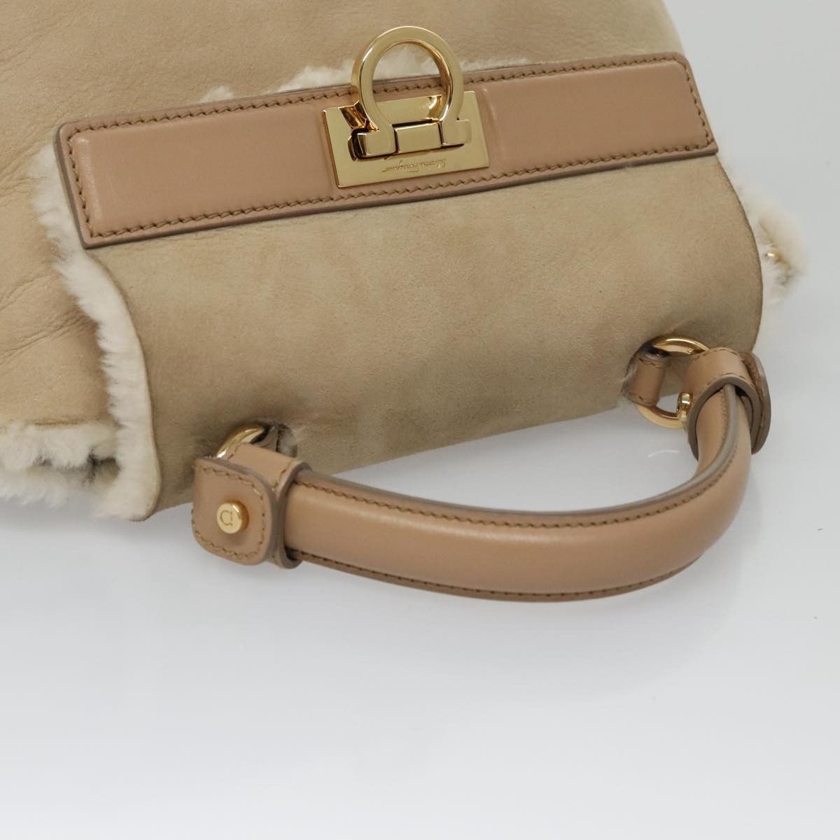 Salvatore Ferragamo Gancini Beige Suede Handbag (Pre-Owned) Size ONE SIZE - 5 Thumbnail